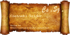 Csetneki Szidor névjegykártya